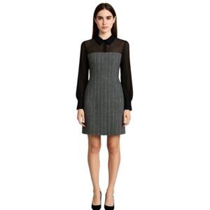 NWT BCBGeneration Black Sheer Sleeve Twill Plaid Pattern Dress